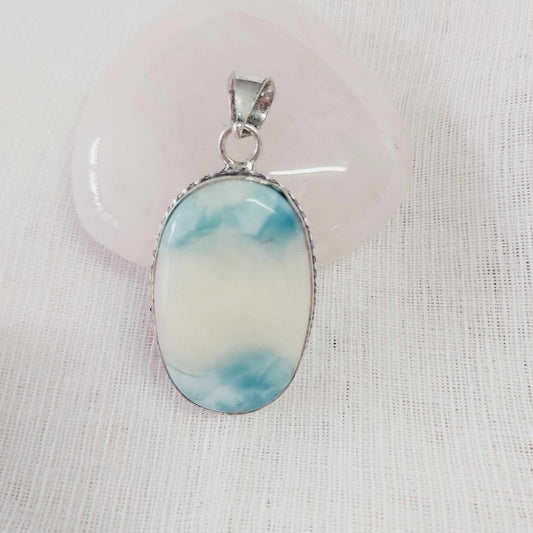 Larimar Pectolite Gemstone Crystal Goddess Pendant (E1787)