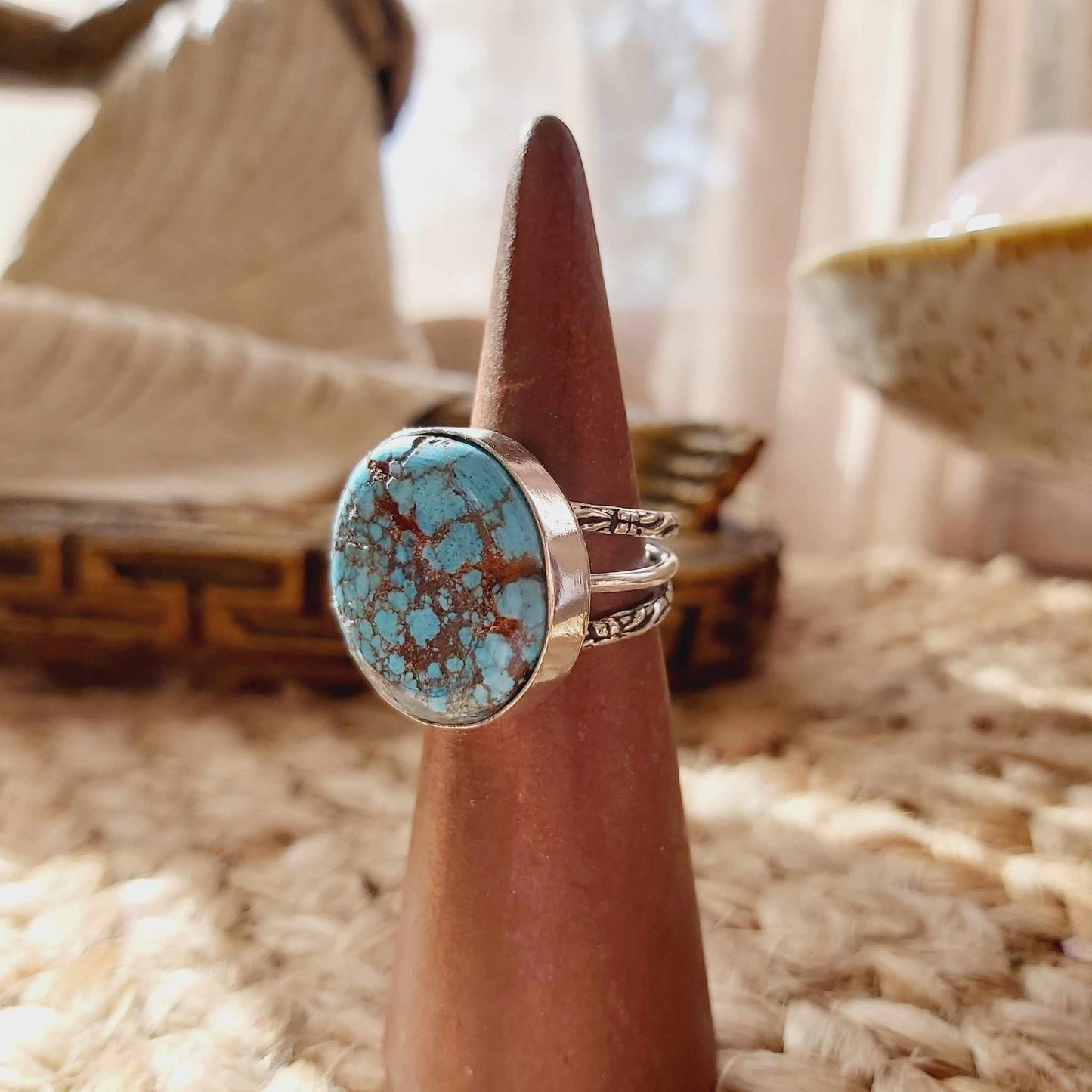 Turquoise Acceptance Gemstone Ring Size US 7.5 (E2373)