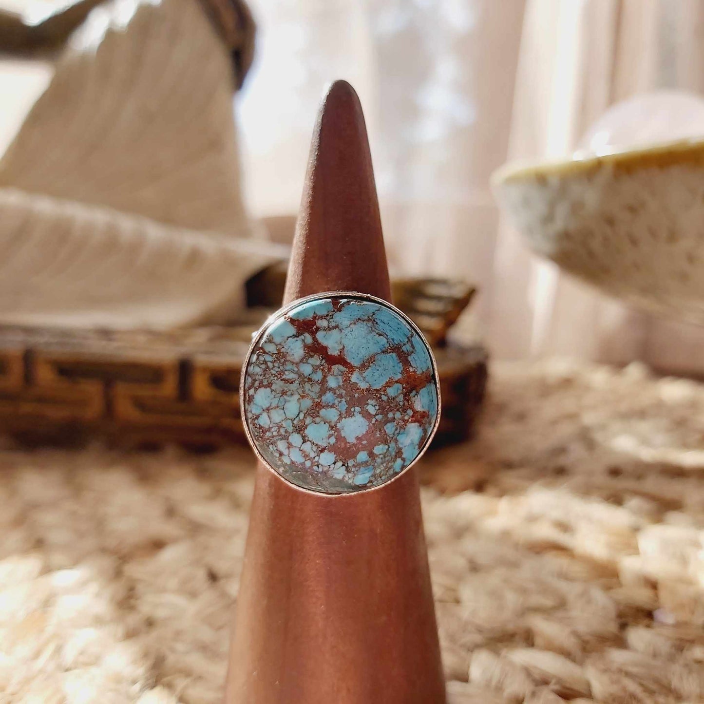 Turquoise Acceptance Gemstone Ring Size US 7.5 (E2373)