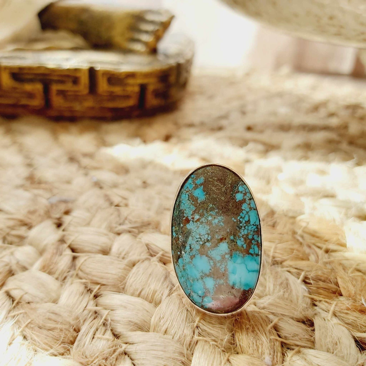 Turquoise Acceptance Gemstone Ring Size US 7.5 (E2374)