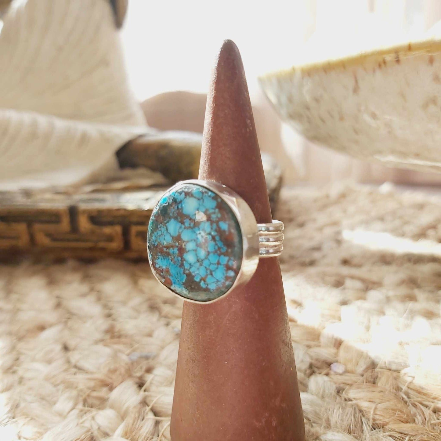 Turquoise Acceptance Gemstone Ring Size US 7.5 (E2375)