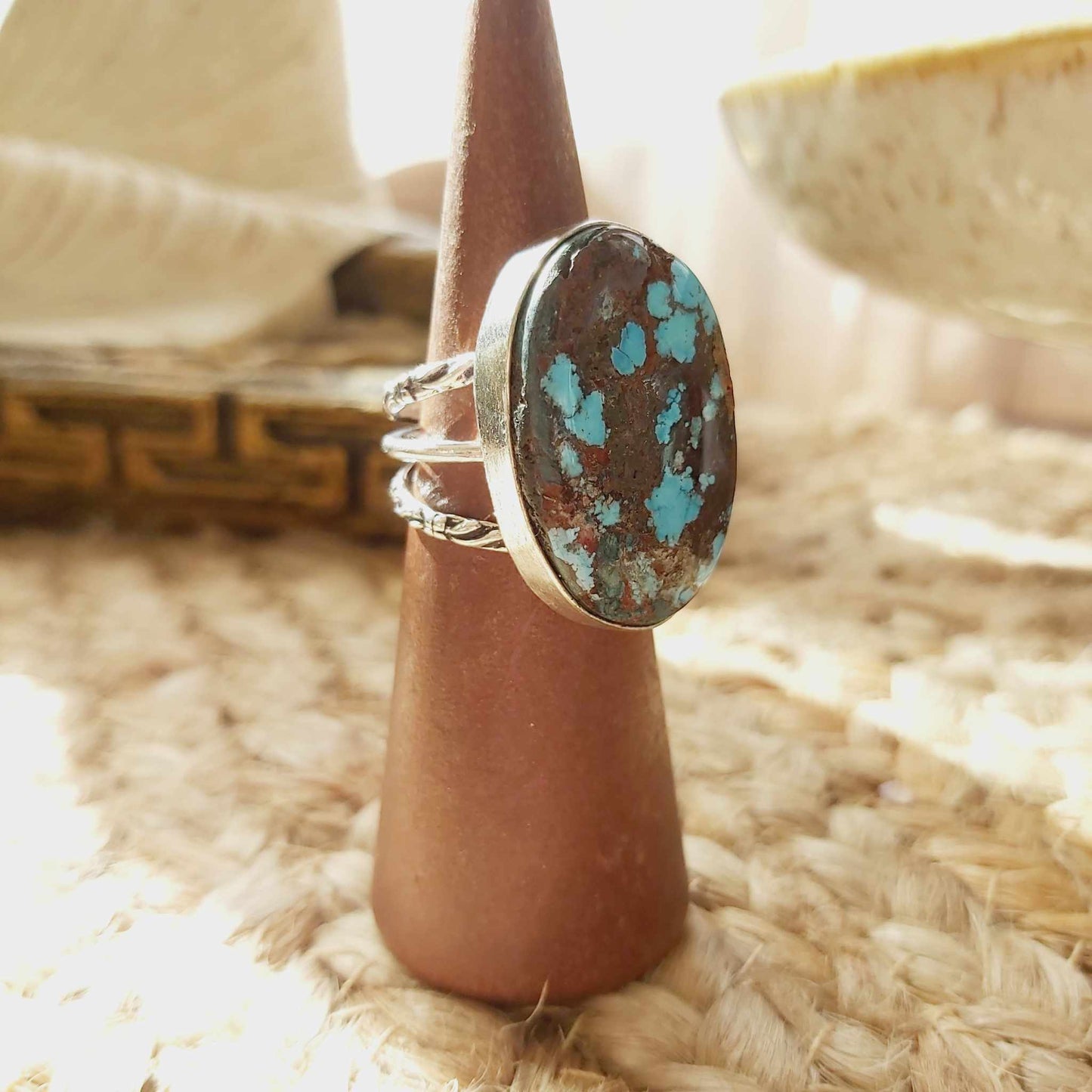 Turquoise Acceptance Gemstone Ring Size US 7.5 (E2376)