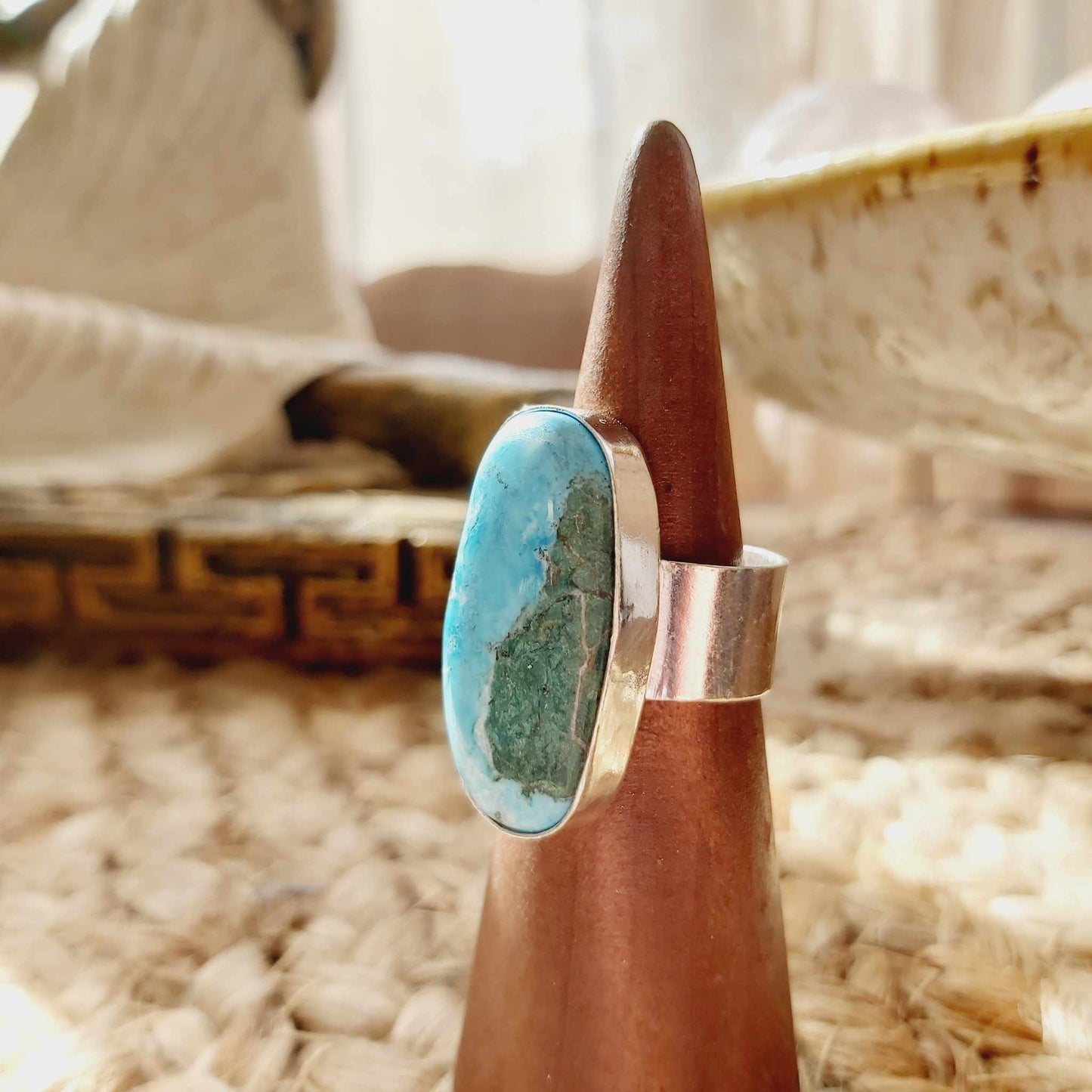 Turquoise Acceptance Gemstone Ring Size US 8.5 (E2393)