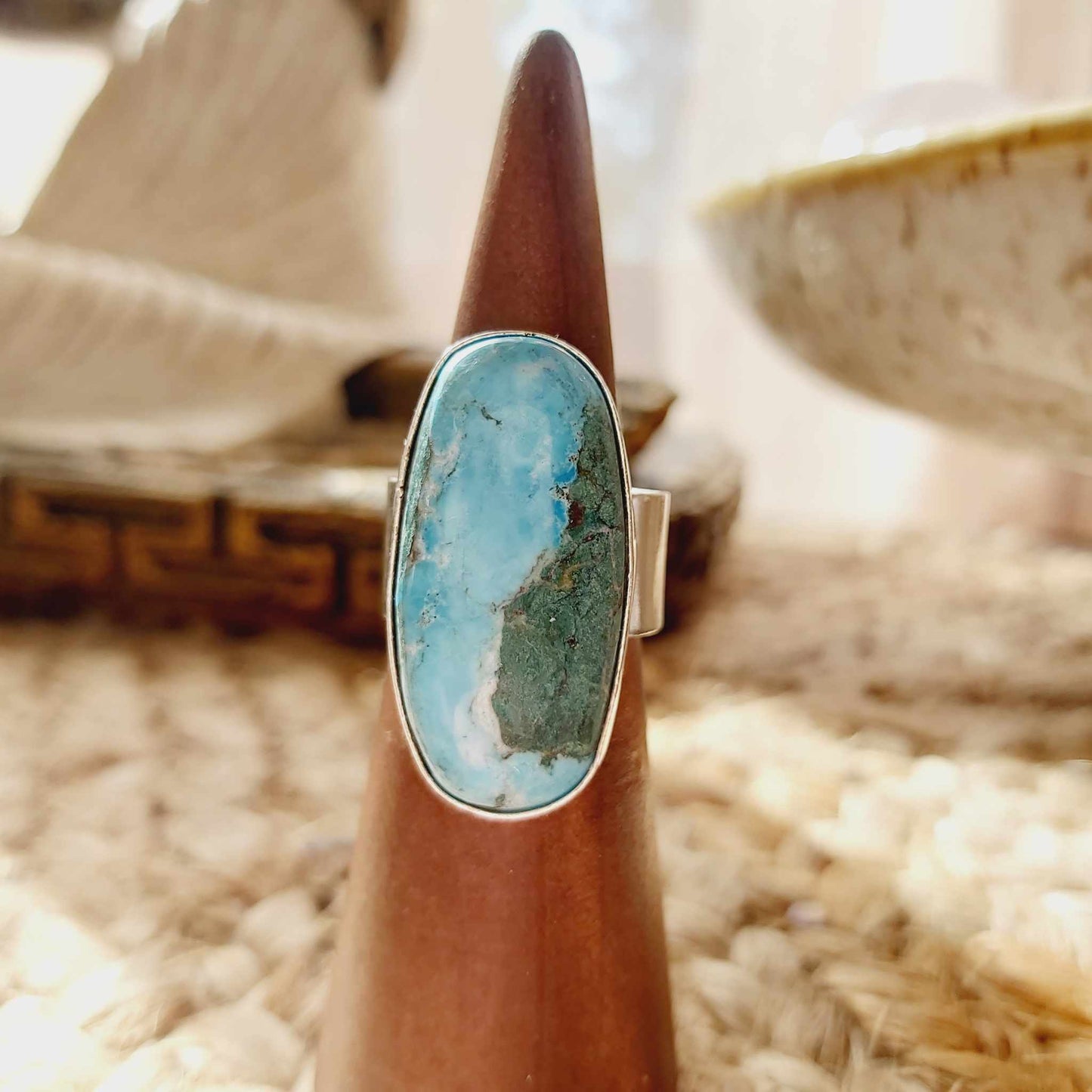 Turquoise Acceptance Gemstone Ring Size US 8.5 (E2393)