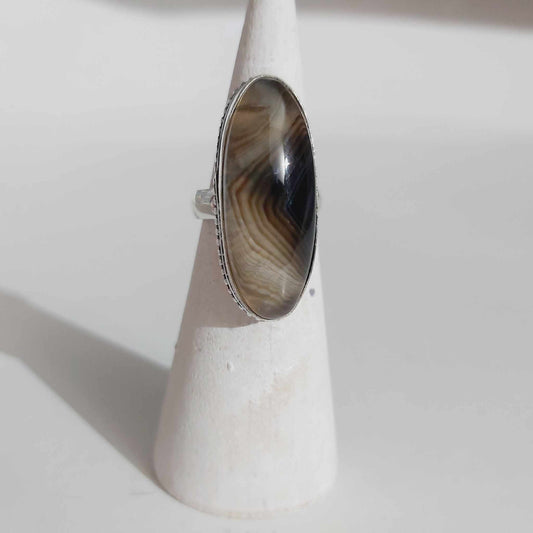 Agate Physical Wellbeing Gemstone Ring US 6.5 (E2407)