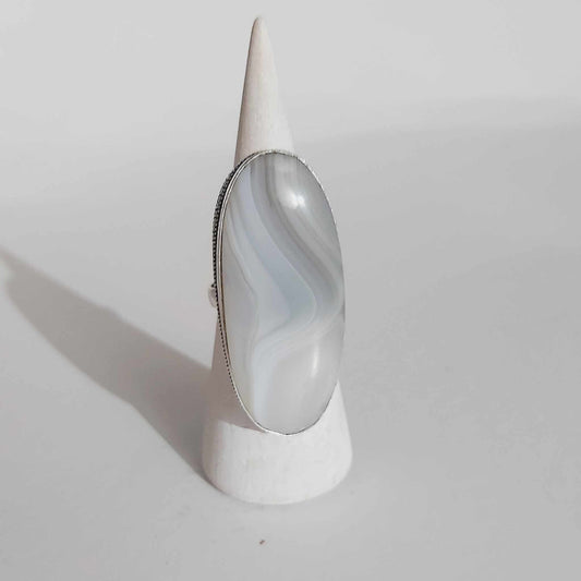 Agate Physical Wellbeing Gemstone Ring US 9 (E2420)