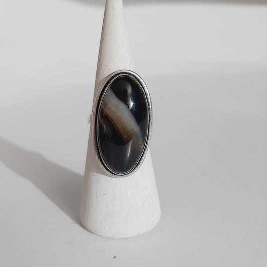 Agate Physical Wellbeing Gemstone Ring US 9.5 (E2423)