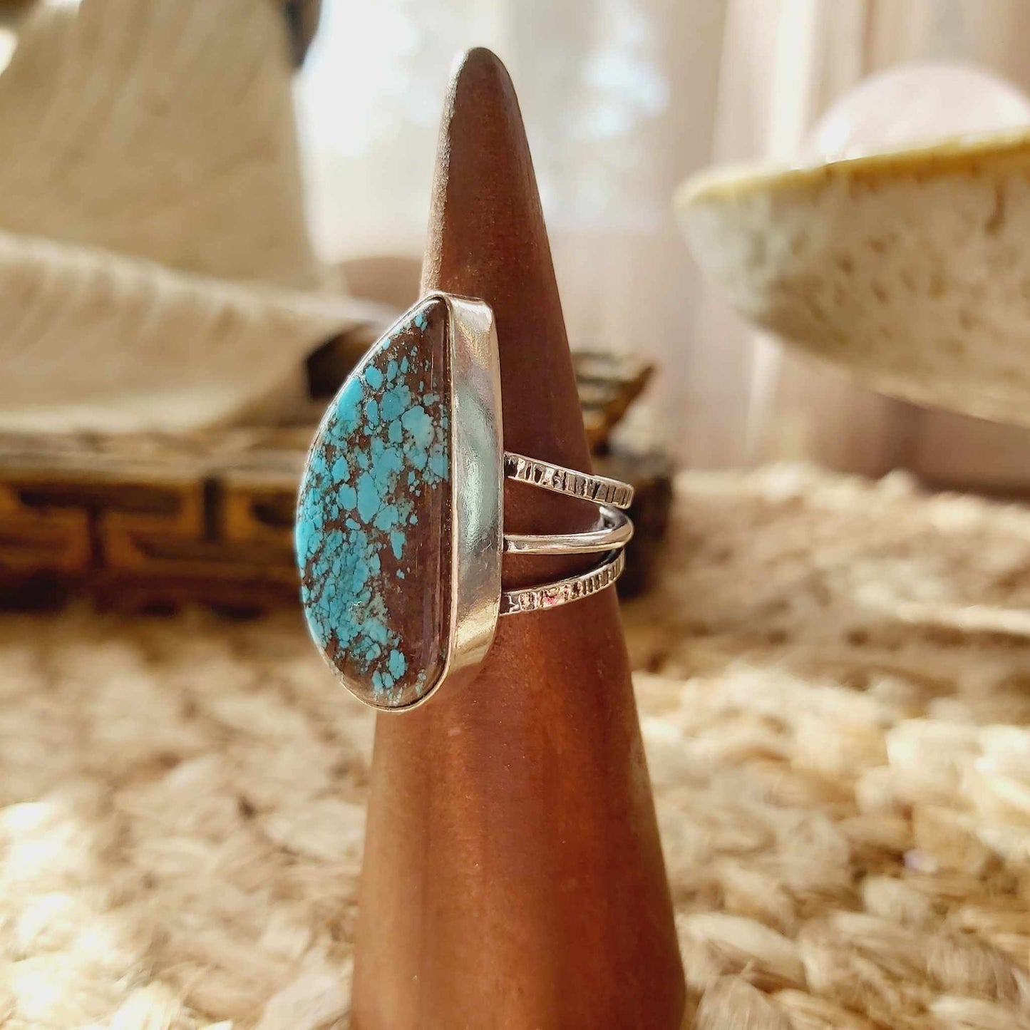 Turquoise Acceptance Gemstone Ring Size US 7.5 (E2508)