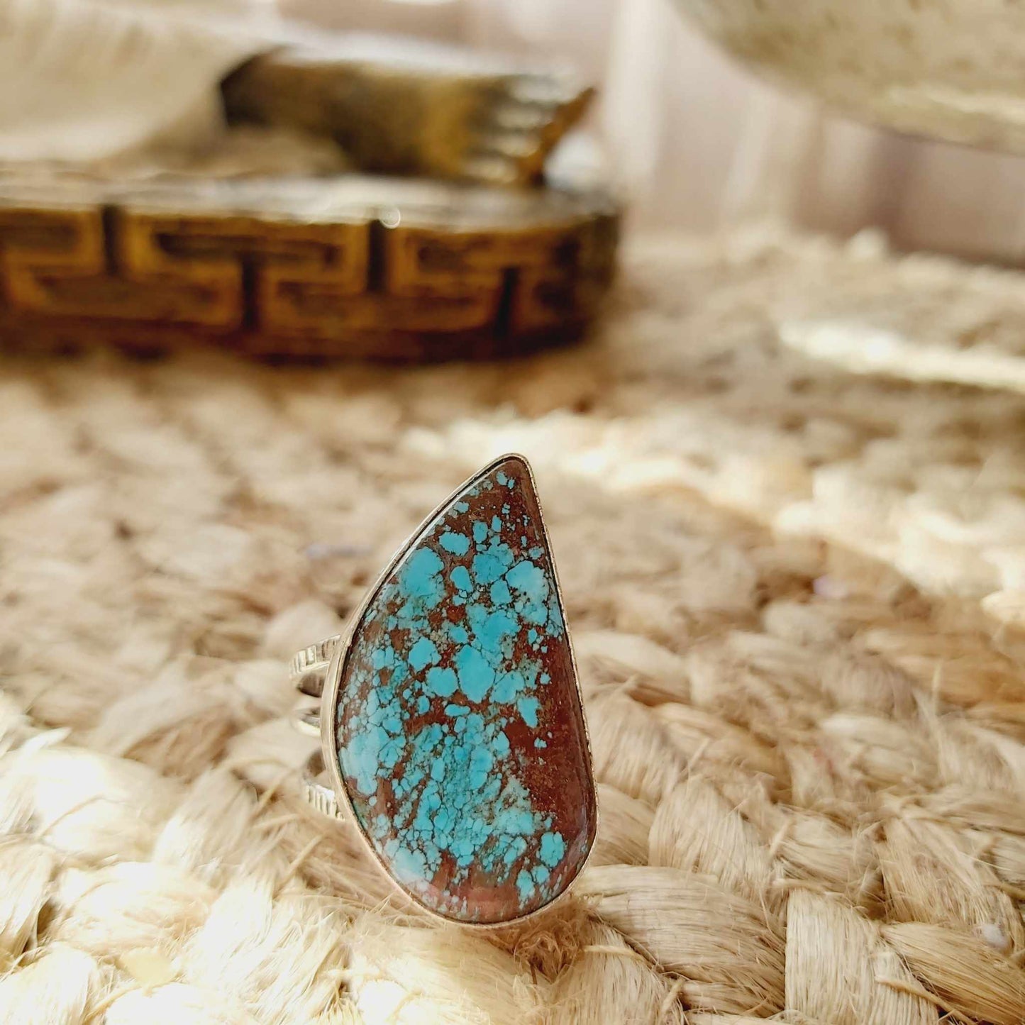 Turquoise Acceptance Gemstone Ring Size US 7.5 (E2508)