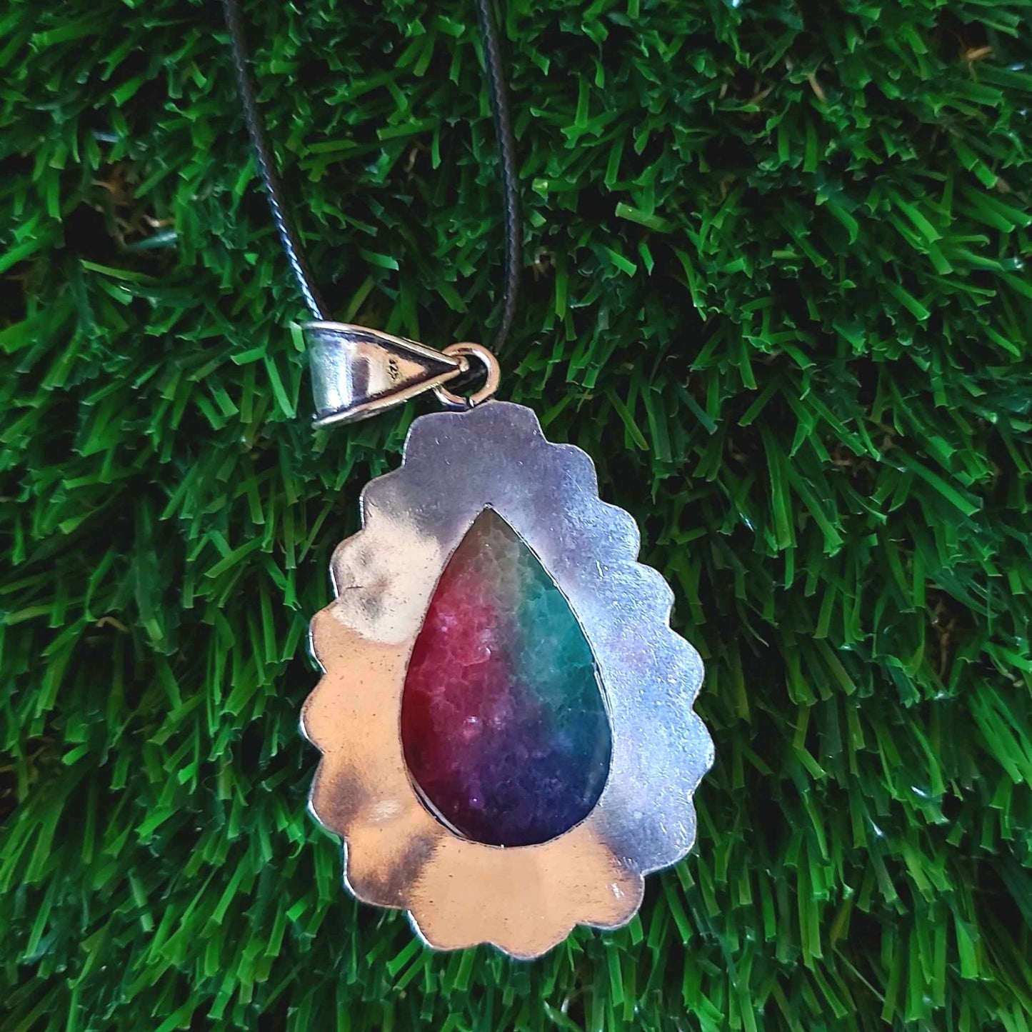 Rainbow Agate Grounding Gemstone Pendant (E2526)