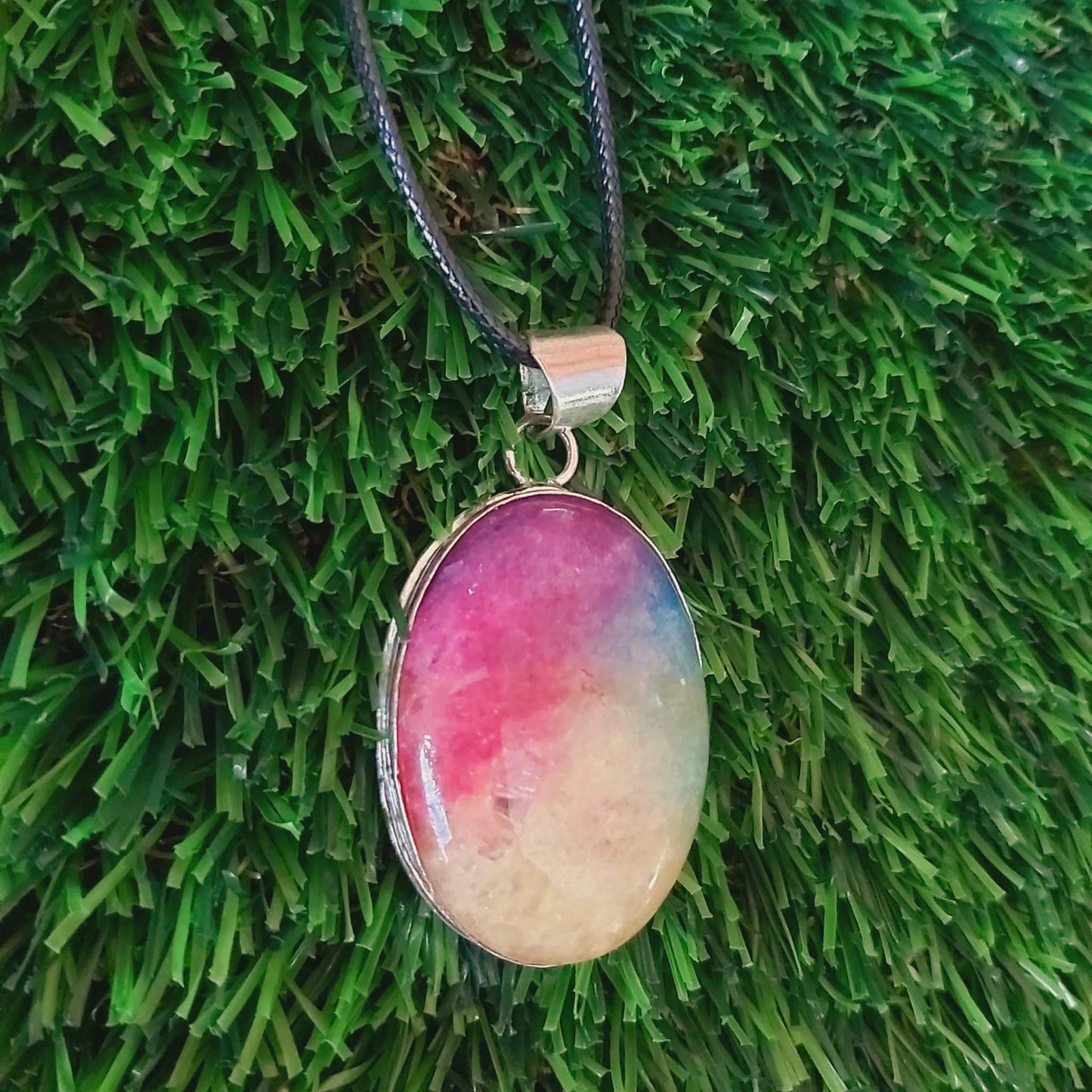 Rainbow Agate Grounding Gemstone Pendant (E2527)