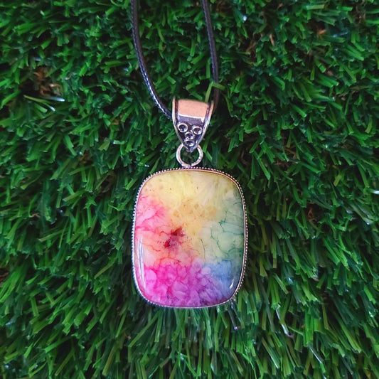 Rainbow Agate Grounding Gemstone Pendant (E2532)