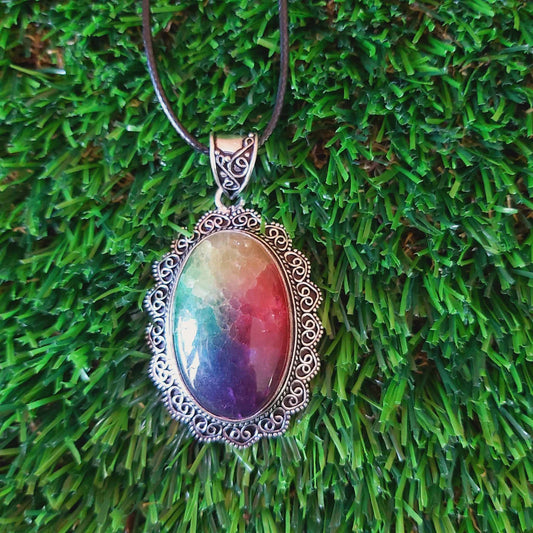 Rainbow Agate Grounding Gemstone Pendant (E2533)