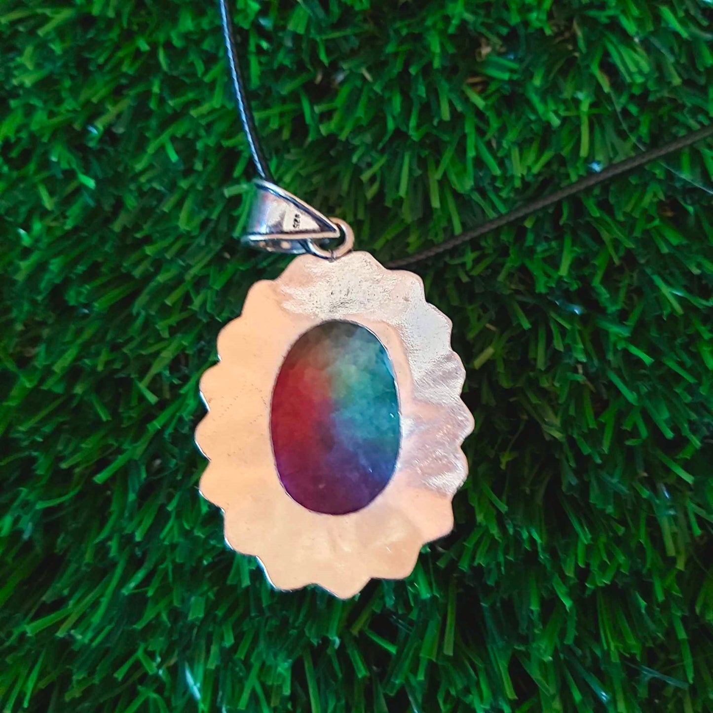 Rainbow Agate Grounding Gemstone Pendant (E2536)