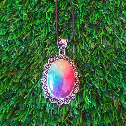 Rainbow Agate Grounding Gemstone Pendant (E2536)