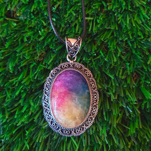 Rainbow Agate Grounding Gemstone Pendant (E2540)