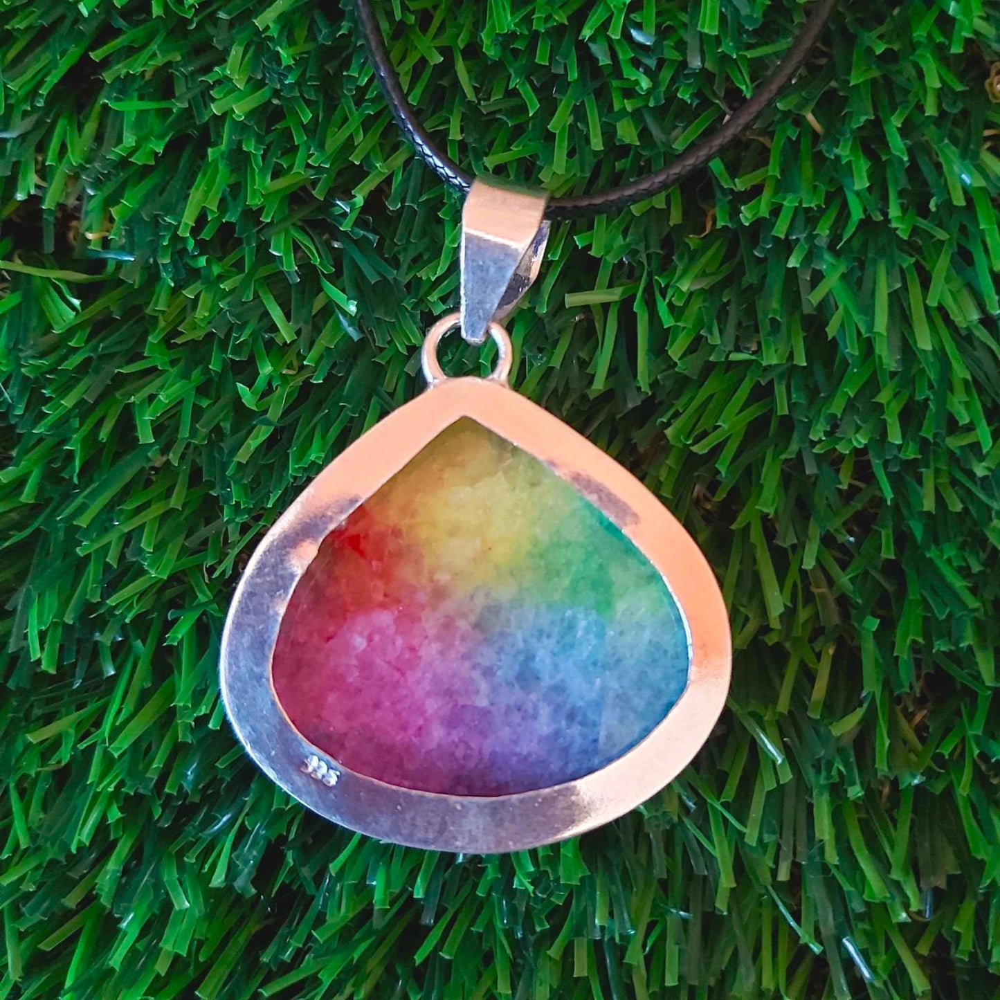 Rainbow Agate Grounding Gemstone Pendant (E2541)