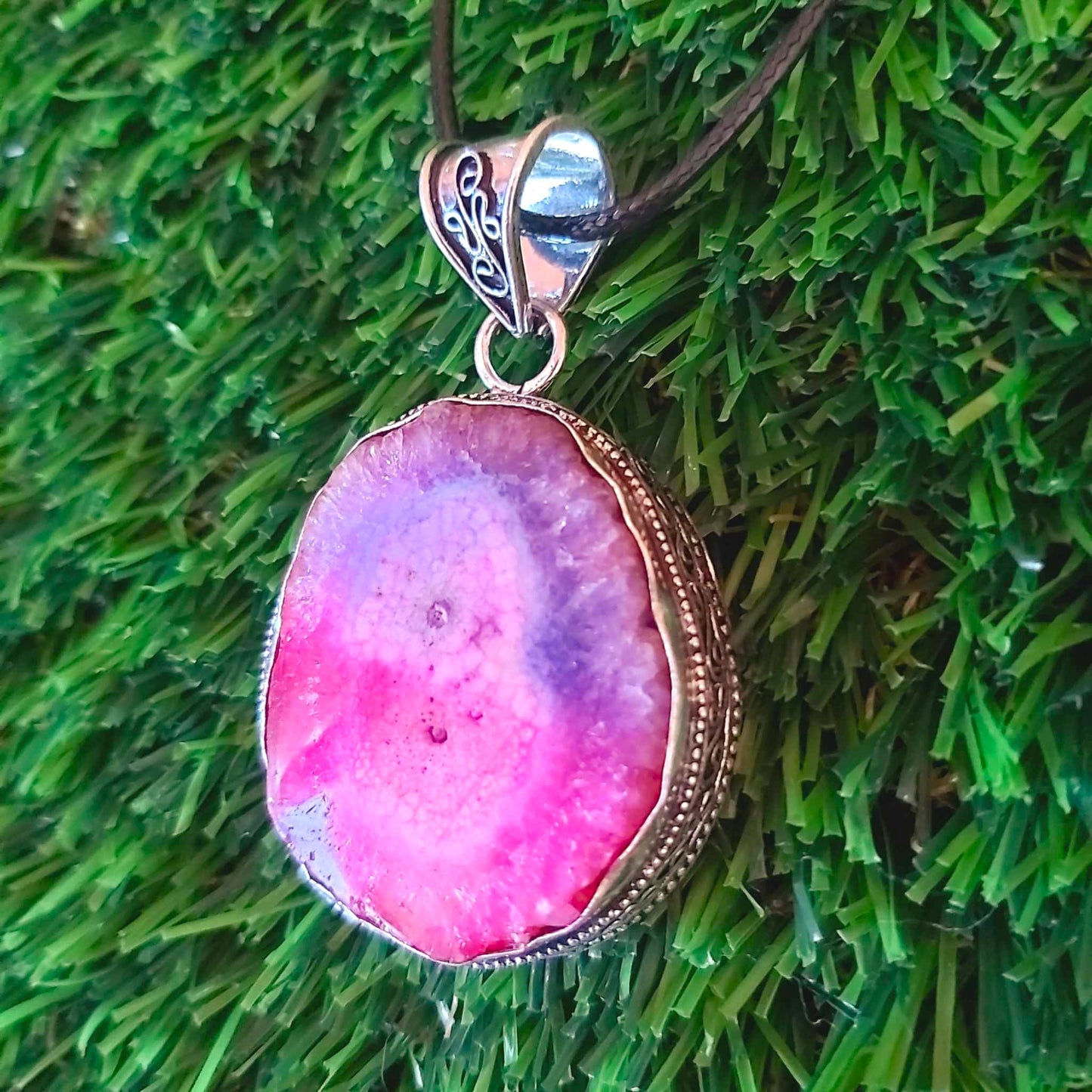 Rainbow Agate Grounding Gemstone Pendant (E2542)