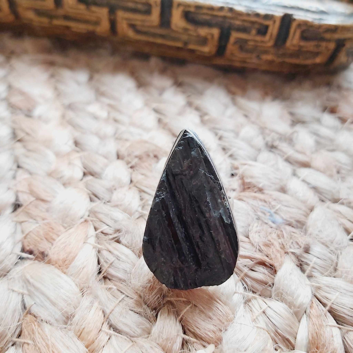 Black Tourmaline Psychic Protection Ring US 6 (E2555)
