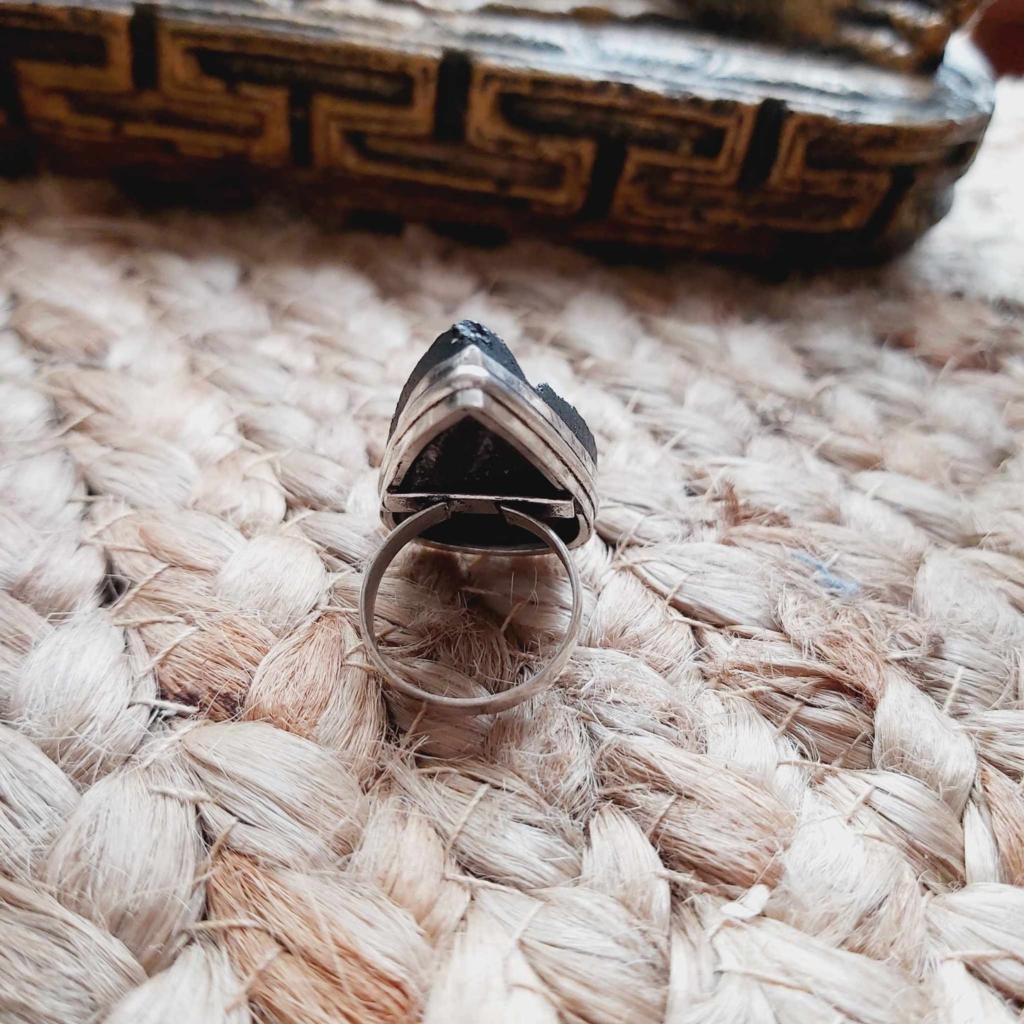 Black Tourmaline Psychic Protection Ring US 6 (E2555)