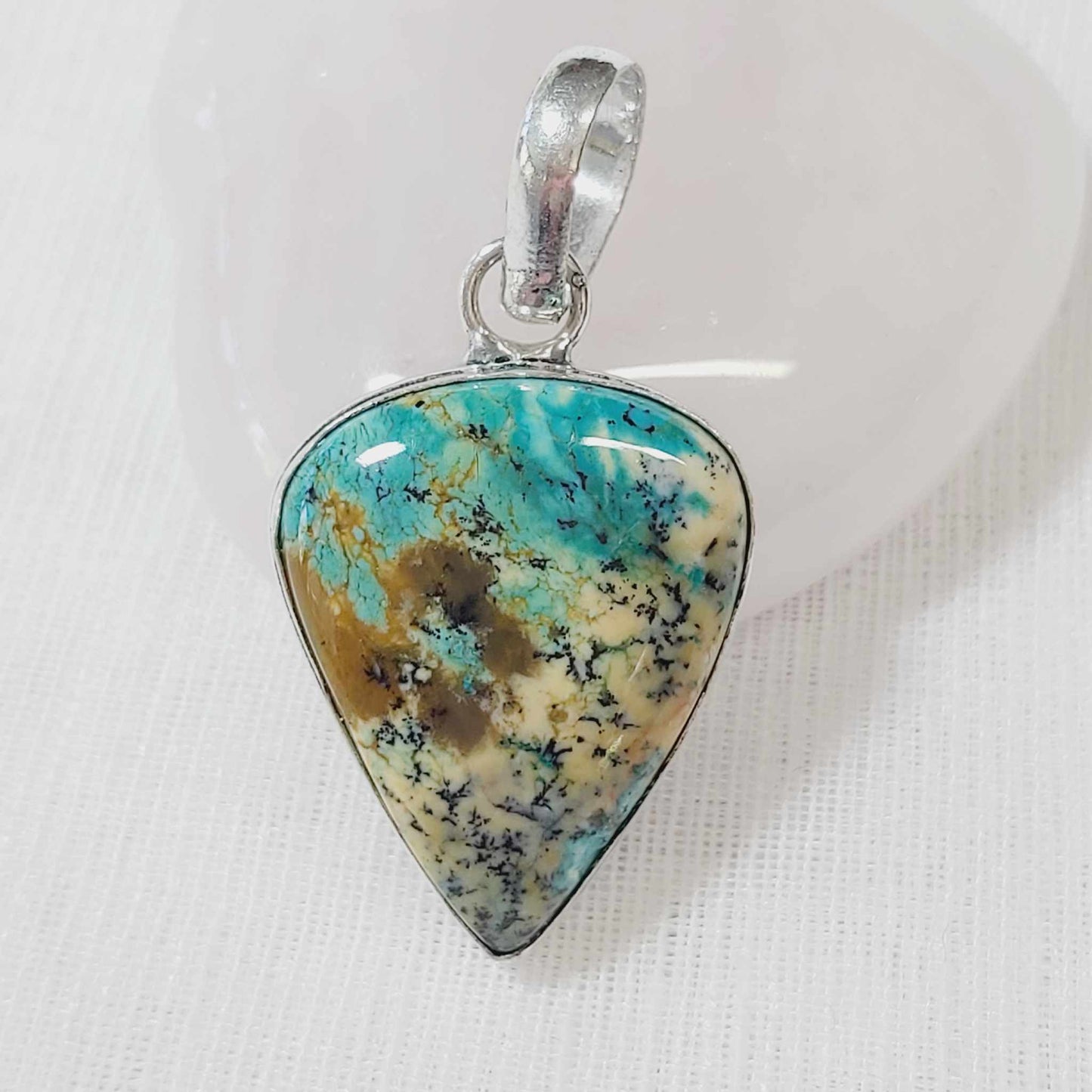Dendritic Opal Gemstone Crystal Pendant (E729)