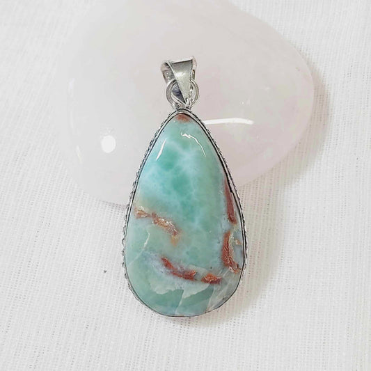Larimar Pectolite Gemstone Crystal Goddess Pendant (E745)