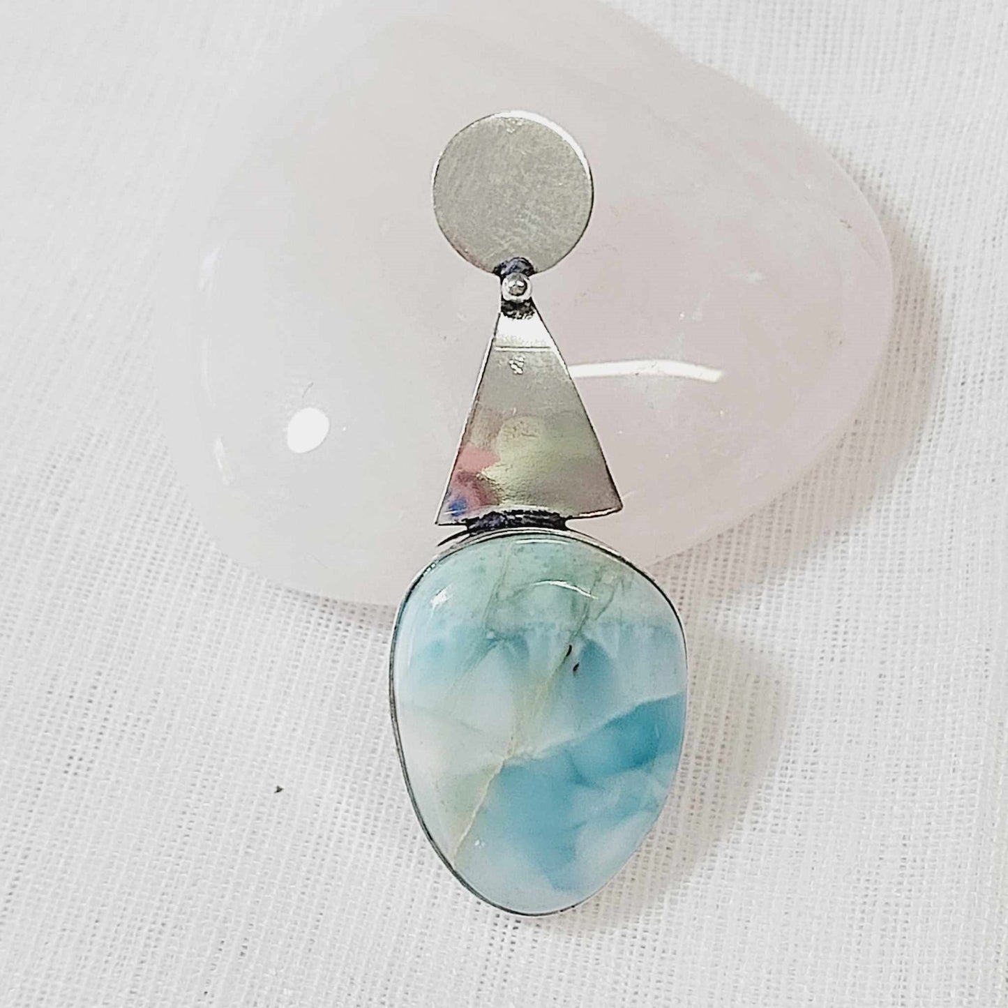Larimar Pectolite Gemstone Crystal Goddess Pendant (E746)