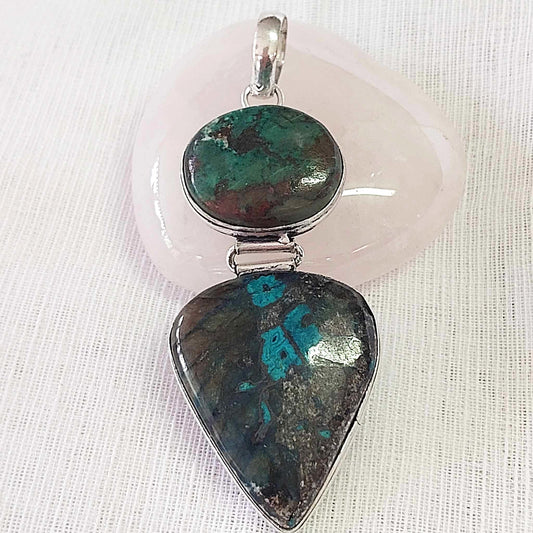 Chrysocolla Heart Chakra Gemstone Crystal Pendant (E857)