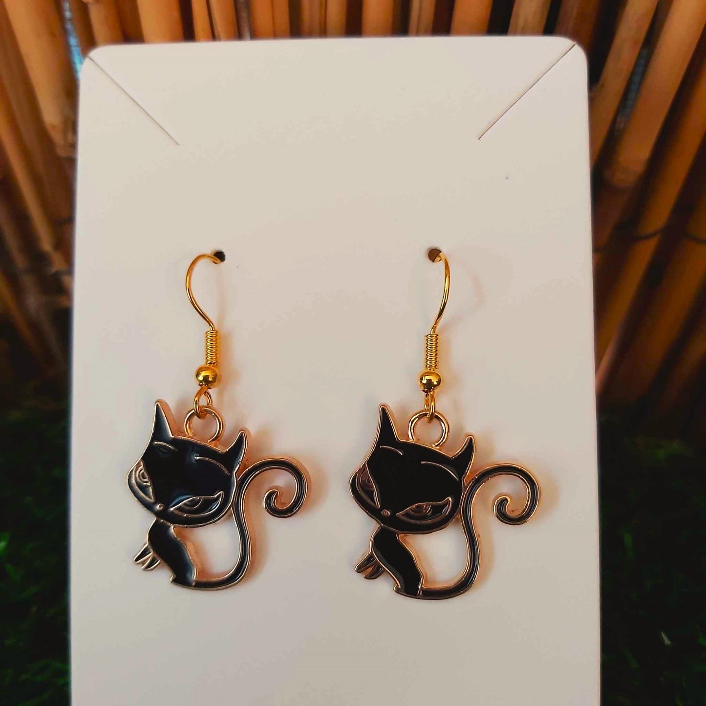 Handmade Black Cat Earrings