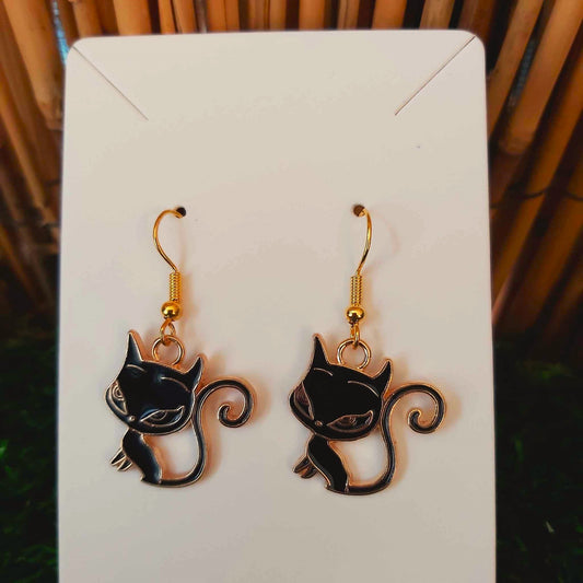 Handmade Black Cat Earrings
