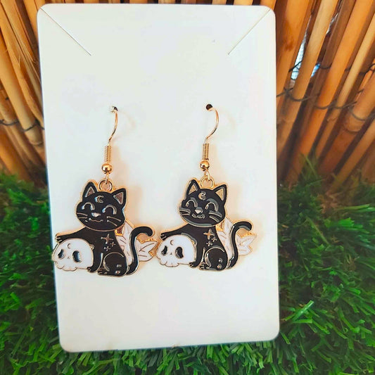 Handmade Black Cat Earrings