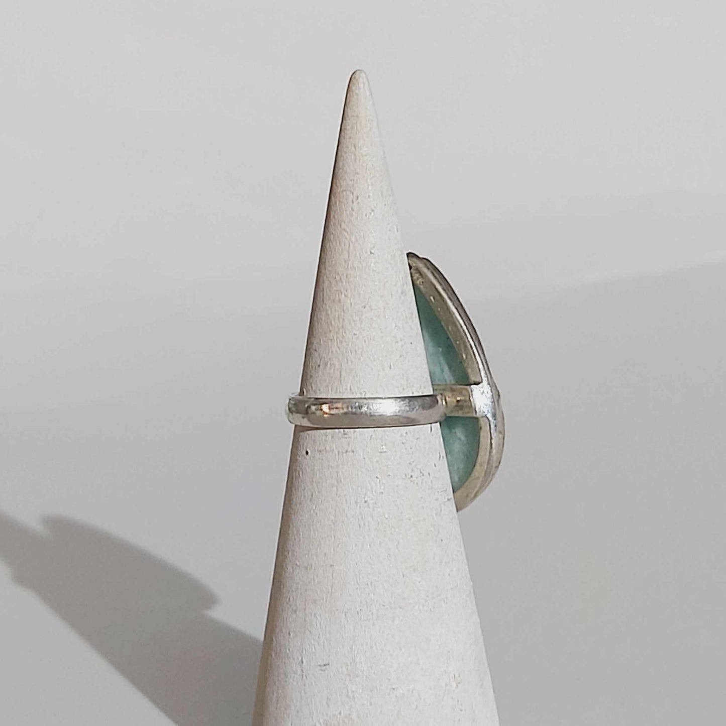 Amazonite Speaking Ones Truth Ring 925 Sterling Silver Plated US 6.5 (E1634)