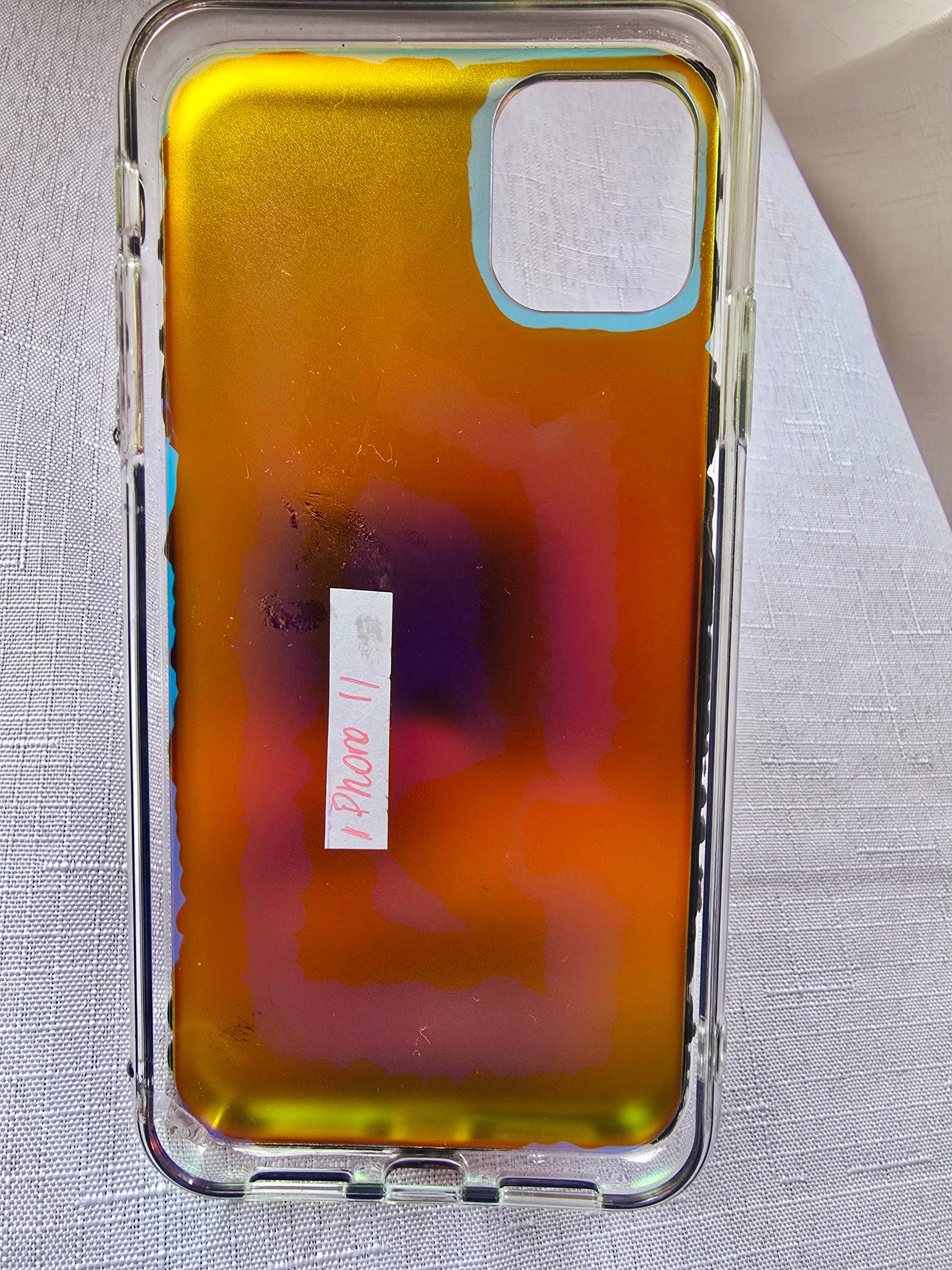 Handmade iPhone 11 phone case inspired by Kuromi in red and black colors – cute, edgy, and perfect for Sanrio fans.