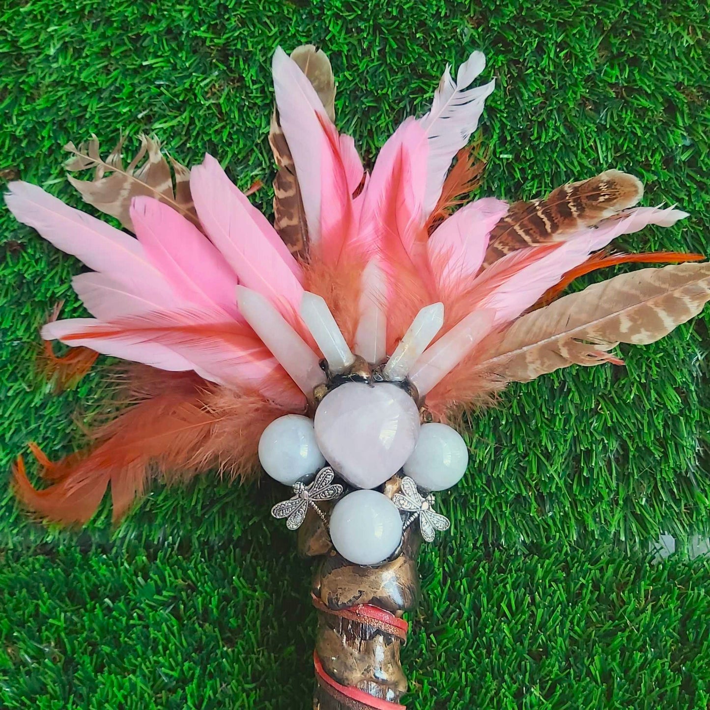 Handmade Smudging Feather Stick Wand (wand187)