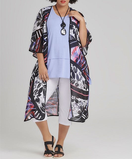 TS Taking Shape Long Floral Abstract Kimono/Jacket – Kaftan 9
