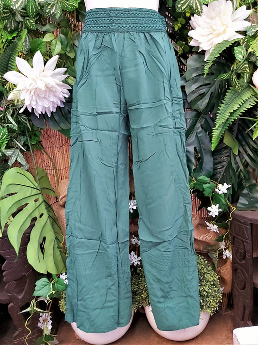 Relax Fit Viscose Straight Leg Palazzo Pants With Elastic Waist