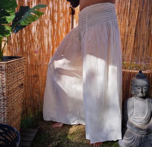 Off White Relaxed Beach Pants Elastic Waist One Size Fits All 12 to 18