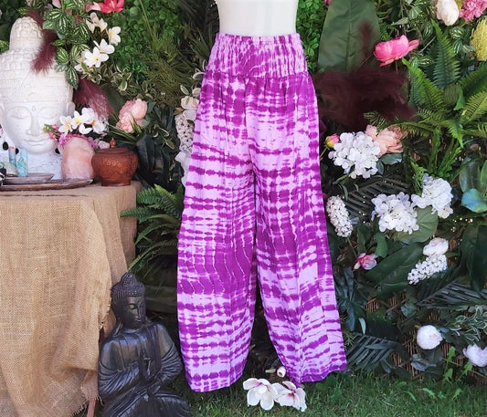 Plus Size Relaxed Fit Beach Bohemian Tie Dye Pants Elastic Waist Size 22-24