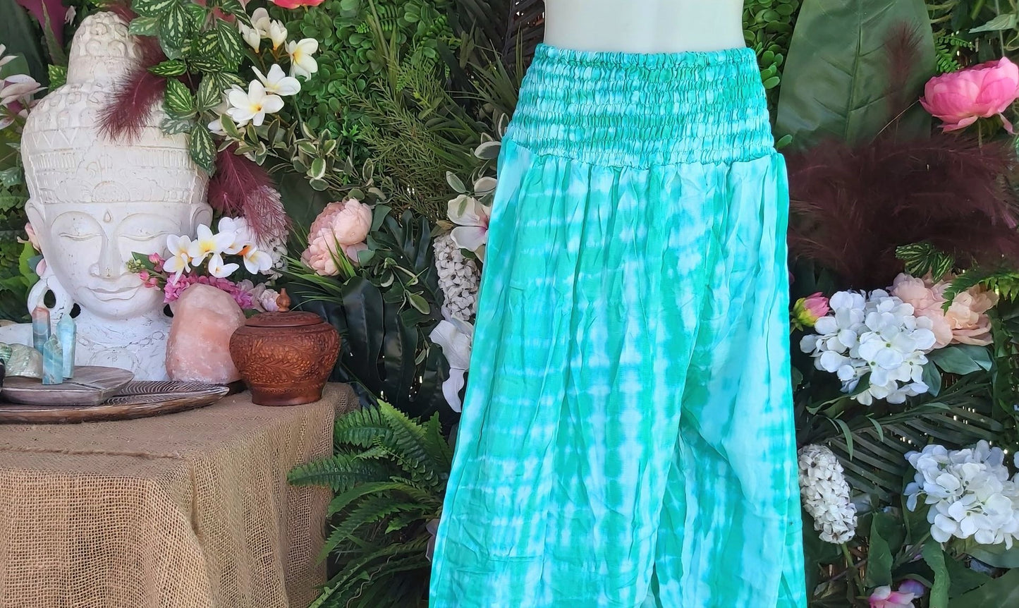 Plus Size Relaxed Fit Beach Bohemian Tie Dye Pants Elastic Waist Size 22-24