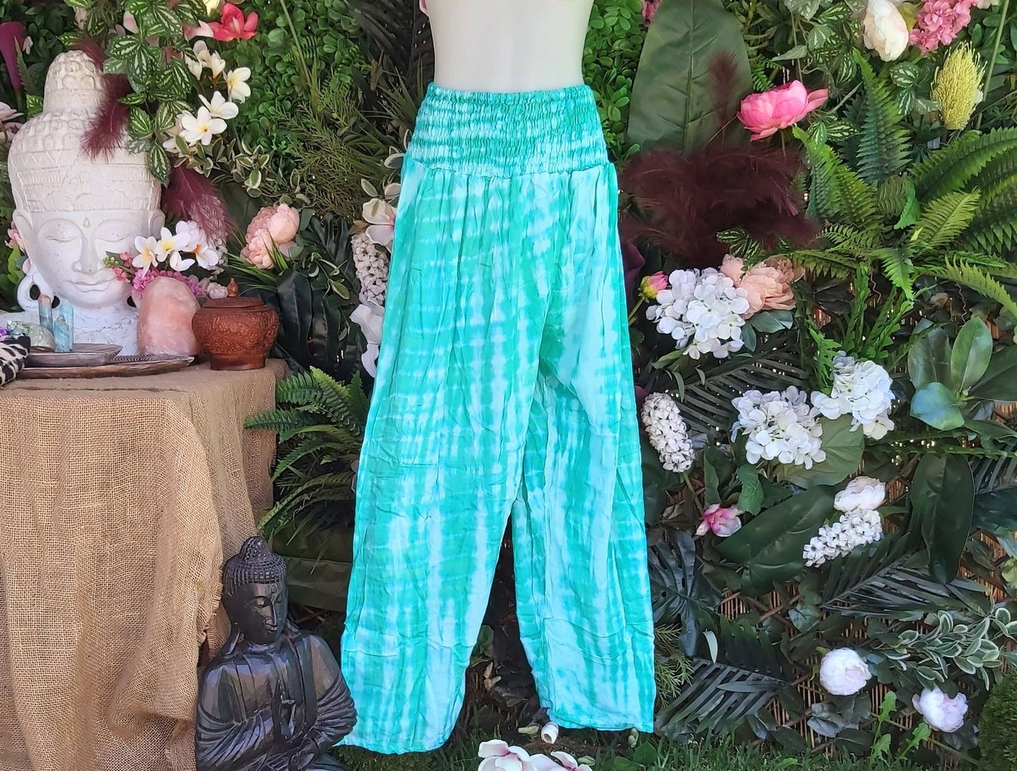 Plus Size Relaxed Fit Beach Bohemian Tie Dye Pants Elastic Waist Size 22-24
