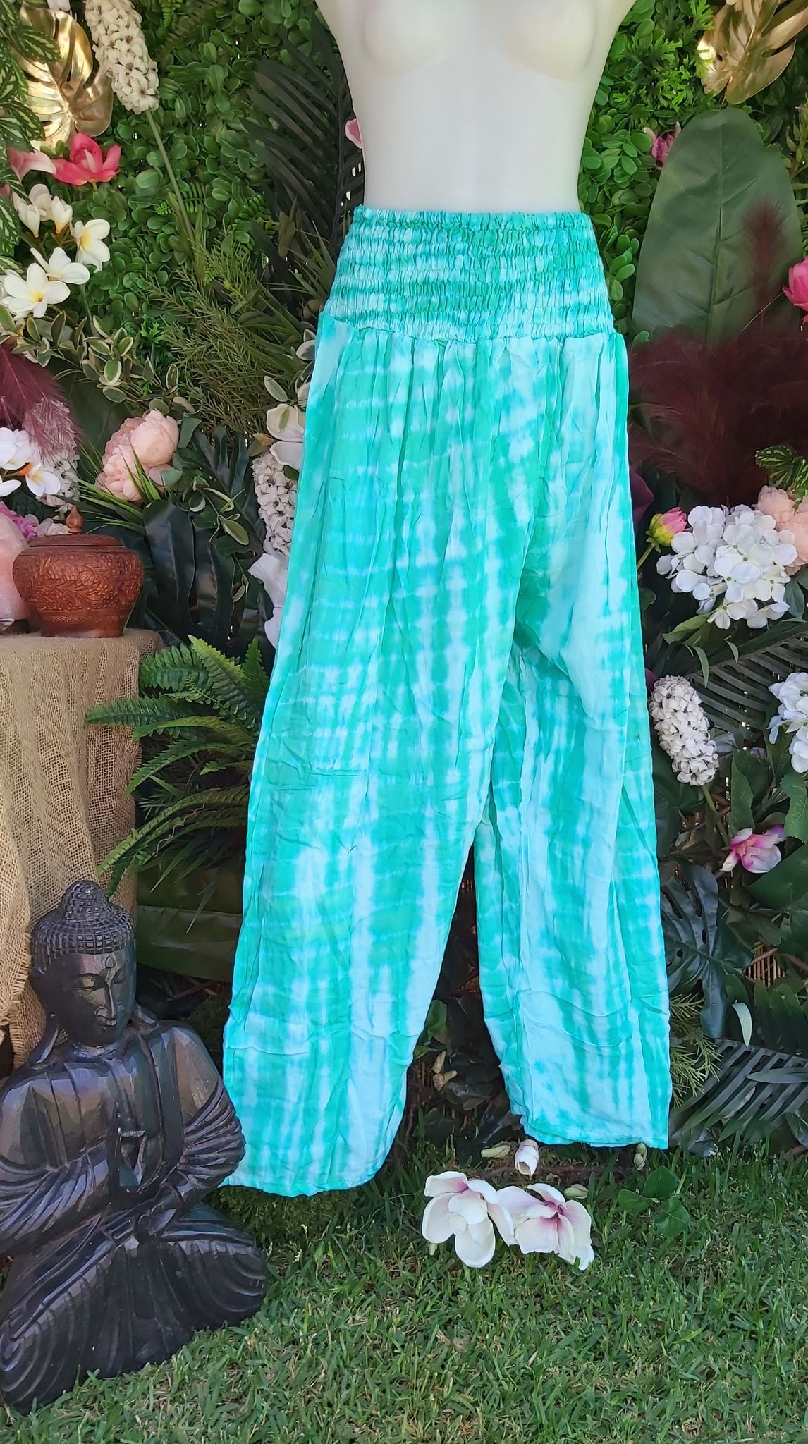 Plus Size Relaxed Fit Beach Bohemian Tie Dye Pants Elastic Waist Size 22-24