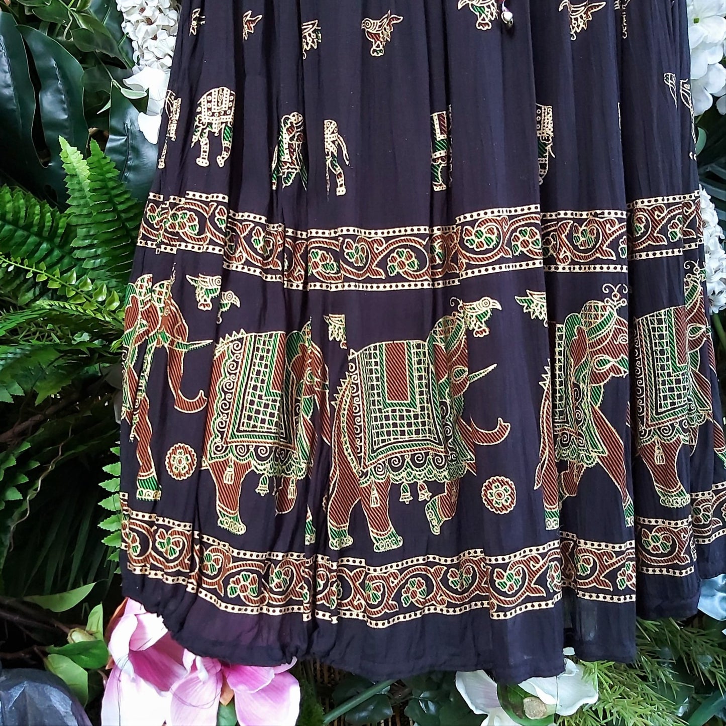 Gypsy Bohemian Black & Multi Maxi Skirt Size 12-14