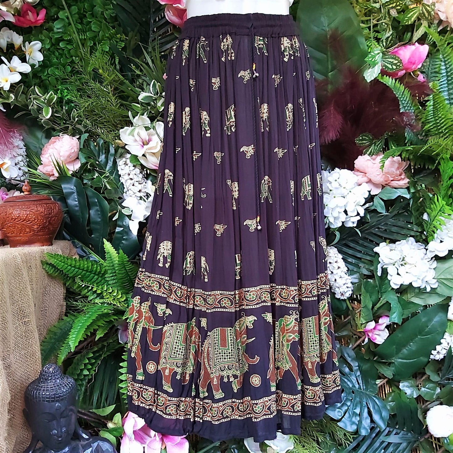 Gypsy Bohemian Black & Multi Maxi Skirt Size 12-14