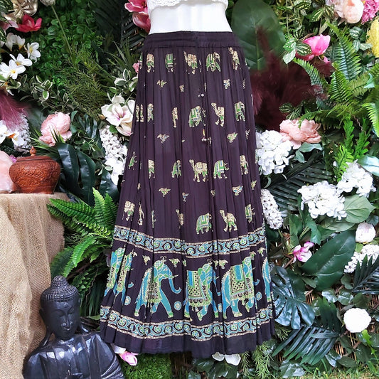 Gypsy Bohemian Black & Multi Maxi Skirt Size 12-14