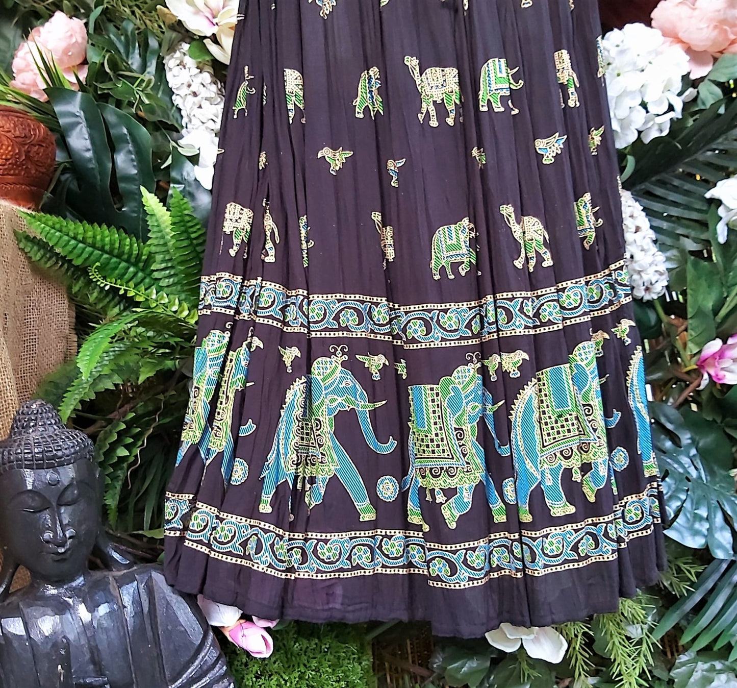 Gypsy Bohemian Black & Multi Maxi Skirt Size 12-14