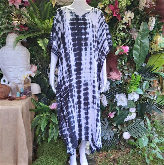 Plus Size Rayon Tie Dye Kaftan Dress One Size Fits All 16 to 26