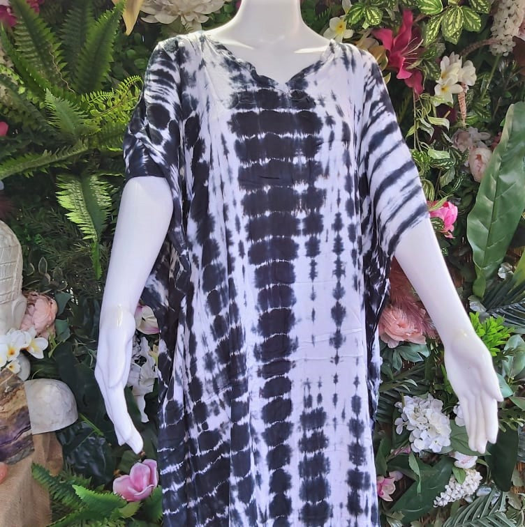 Plus Size Rayon Tie Dye Kaftan Dress One Size Fits All 16 to 26