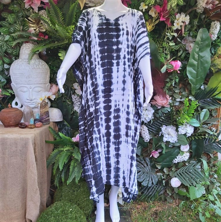 Plus Size Rayon Tie Dye Kaftan Dress One Size Fits All 16 to 26