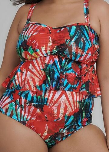 Plus Size Taking Shape Colourful Bikini Top With Removable Straps