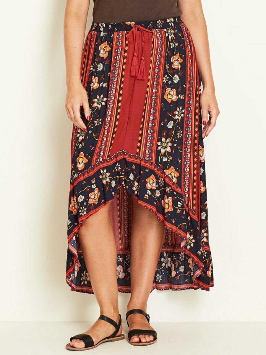 Crossroads Earth Tones Gypsy Floral Maxi Skirt
